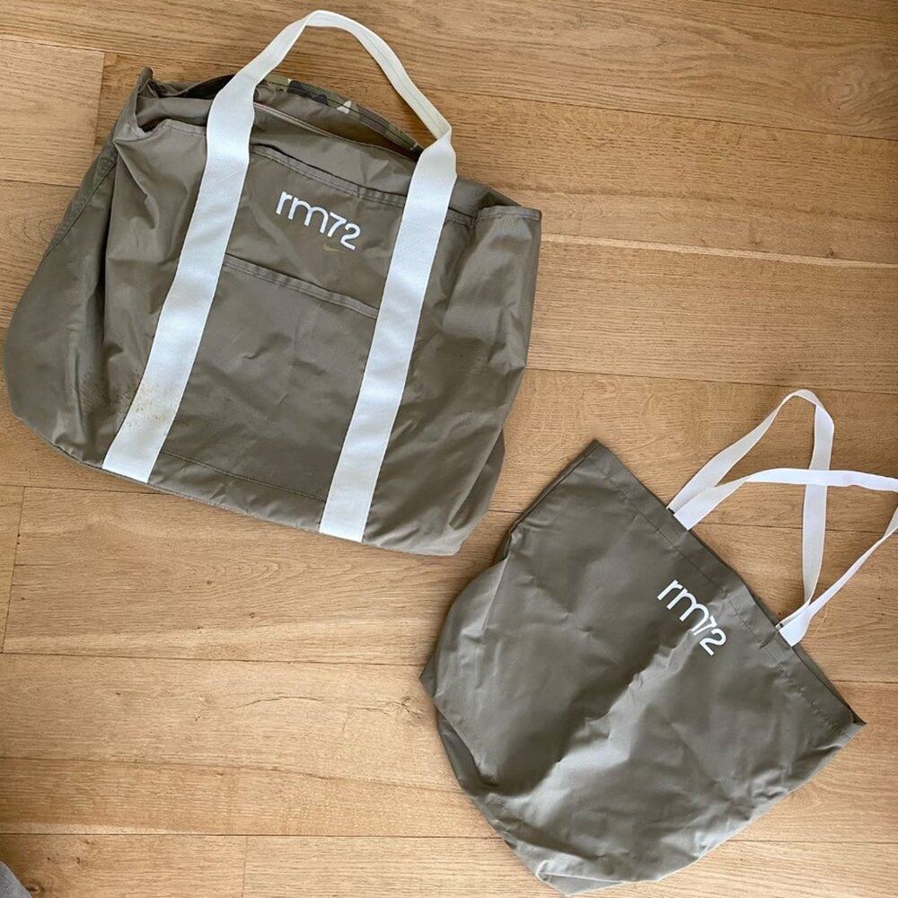 Nike x RM72 Nominated Set of Duffel & Tote Bag in Tan and Cream